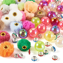 140Pcs 3 Styles Polyester Rabbit Hair with Alloy European Beads&nbsp;DIY-TA0015-26