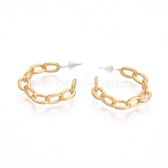 Semicircular Brass Cable Chain Stud Earrings&nbsp;EJEW-E196-07MG