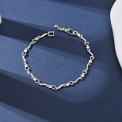 Brass Micro Pave Clear Cubic Zirconia Link Chain Bracelets for Women&nbsp;BJEW-D387-02P