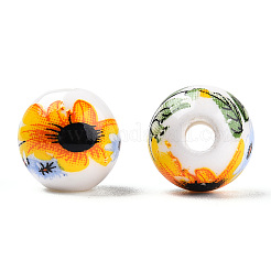 Floral Printed Porcelain Beads&nbsp;PORC-E021-01C
