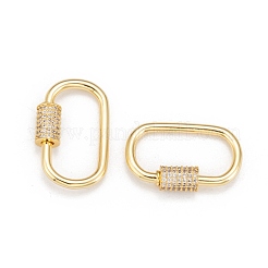 Brass Micro Pave Cubic Zirconia Screw Carabiner Lock Charms&nbsp;ZIRC-F105-03G