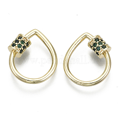 Brass Micro Pave Cubic Zirconia Screw Carabiner Lock Charms&nbsp;KK-R136-069A-NF