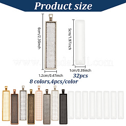 DIY Blank Rectangle Alloy Pendants Making Kits&nbsp;DIY-AN0001-11