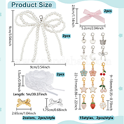 Resin & Alloy Shoe Charms and Plastic Alligator Hair Clips and Iron Brooches and Polyester Cord Shoelace Sets&nbsp;HJEW-PH02414