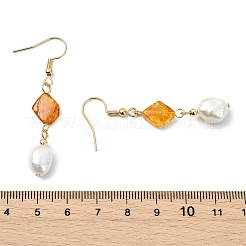 Natural Amber & Natural Cultured Freshwater Pearl Dangle Earrings&nbsp;EJEW-JE07013