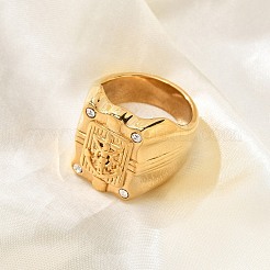 304 Stainless Steel Rhinestone Signet Rings&nbsp;RJEW-Z076-06G-02