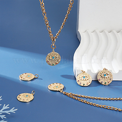 6Pcs Brass Micro Pave Colorful Cubic Zirconia Pendants&nbsp;KK-BBC0002-34