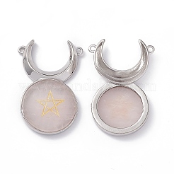 Natural Rose Quartz Connector Charms&nbsp;G-G983-02P-02
