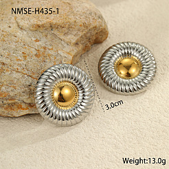 304 Stainless Steel Two Tone Stud Earrings&nbsp;FS-WG8A1D7-02