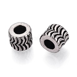 304 Stainless Steel Textured European Style Large Hole Beads&nbsp;STAS-T072-98AS