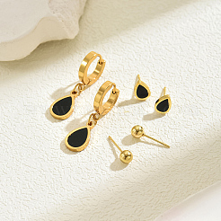 3Pairs 201 Stainless Steel Teardrop & Round Earring Sets&nbsp;NV3821