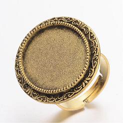 Vintage Adjustable Iron Finger Ring Components Alloy Cabochon Bezel Settings&nbsp;PALLOY-Q300-04AG-NR