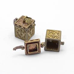 Brass Prayer Box Pendants&nbsp;KK-F722-20C-RS