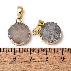 Flat Round Dyed Natural Druzy Agate Pendants&nbsp;G-F229-18A