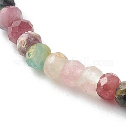 Faceted Rondelle Natural Multicolor Tourmaline Beads Stretch Bracelets&nbsp;BJEW-JB06383-11