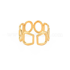 Ion Plating(IP) 304 Stainless Steel Open Geometry Wrap Cuff Ring for Women&nbsp;RJEW-S405-166G