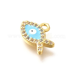 Brass Micro Pave Cubic Zirconia with Evil Eye Enamel Charms&nbsp;KK-G519-08G-02