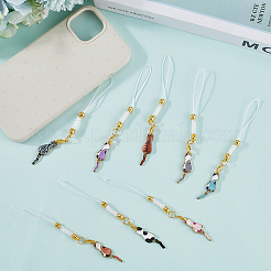 16Pcs 8 Colors Cat Shape Alloy Glass Mobile Straps&nbsp;HJEW-SC00126