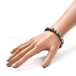 Natural K2 Stone/Raindrop Azurite Round Beads Stretch Bracelet for Men Women&nbsp;BJEW-JB06812