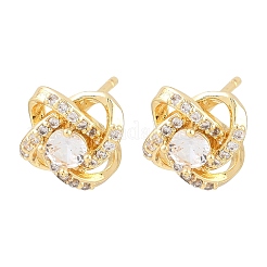 Brass Micro Pave Cubic Zirconia Stud Earrings for Women&nbsp;KK-A305-10G-04