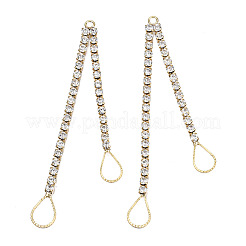 Brass Pave Crystal Rhinestone Chain with Teardrop Big Pendants&nbsp;KK-N216-424-03LG