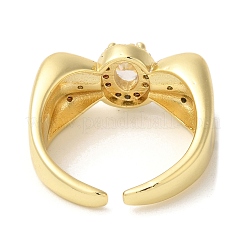 Bowknot Brass Micro Pave Clear Cubic Zirconia Open Cuff Rings&nbsp;RJEW-U008-10G