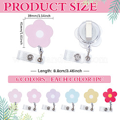 6Pcs 6 Colors Flower Acrylic Retractable Badge Reel&nbsp;HJEW-MA00025