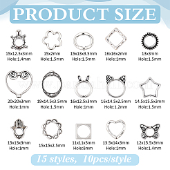 150Pcs 15 Styles Alloy Bead Frame&nbsp;FIND-ME0002-24