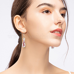 4 Pairs 4 Colors Glass Teardrop with Spiral Pattern Dangle Earring&nbsp;EJEW-FI0001-07