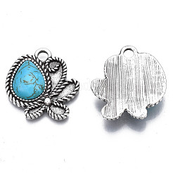 Synthetic Turquoise Pendants Settings for Enamel&nbsp;PALLOY-N157-030