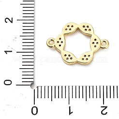Brass Micro Pave Clear Cubic Zirconia Hollow Flower Connector Charms&nbsp;KK-L229-058G