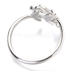 Non-Tarnish 304 Stainless Steel Leaf Cuff Rings&nbsp;STAS-H142-01P