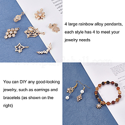 14Pcs 7 Style Brass Micro Pave Clear Cubic Zirconia Pendants&nbsp;ZIRC-GA0001-07