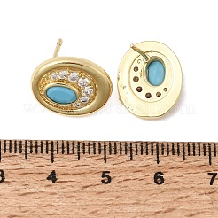 Brass Micro Pave Cubic Zirconia Stud Earrings&nbsp;EJEW-G471-13G-05
