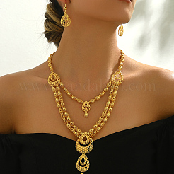 Vintage Middle Eastern Alloy Hollow Teardrop Earrings & Necklaces Sets for Women&nbsp;OS1122