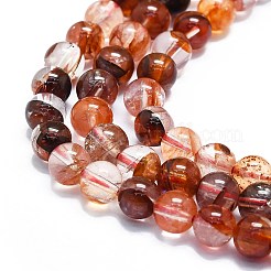 Natural Red Hematoid Quartz/Ferruginous Quartz Beads Strands&nbsp;G-K245-A01-02