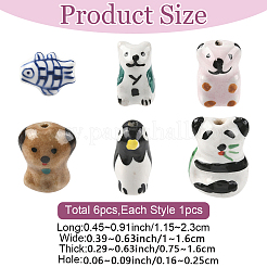 6Pcs 6 Styles Handmade Porcelain Beads&nbsp;PORC-YW0001-70