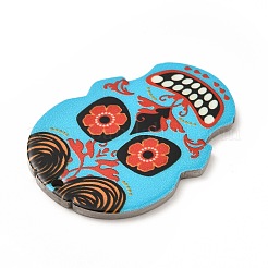 Printed 201 Stainless Steel Sugar Skull Pendants&nbsp;STAS-E174-01P-03