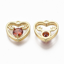 Brass Micro Pave Cubic Zirconia Charms&nbsp;KK-R132-012B-NF