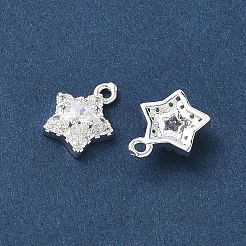 Brass Micro Pave Clear Cubic Zirconia Charms&nbsp;KK-P355-04S
