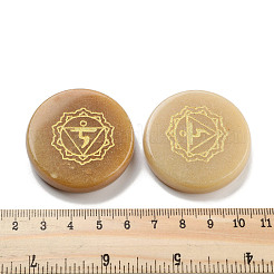 Natural Red Aventurine Flat Round with Chakra Sign Figurines Display Decorations&nbsp;DJEW-K025-01B