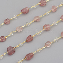 3.28 Feet Handmade Natural Strawberry Quartz Beaded Chains&nbsp;X-CHC-I031-11D