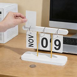 Rectangle Iron & Wooden Perpetual Desk Calendar&nbsp;AJEW-WH0596-902