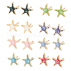 Brass Enamel Starfish Stud Earrings&nbsp;EJEW-I322-02G