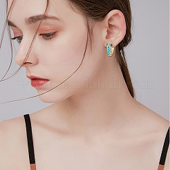 Cubic Zirconia Snake Hoop Earrings with Enamel&nbsp;EJEW-SZ0001-87A
