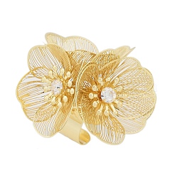 Alloy Rhinestone Cuff Rings for Women&nbsp;RJEW-Z047-04G