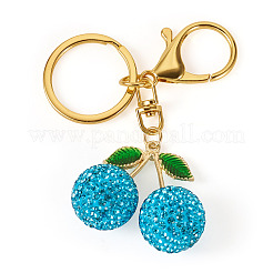 Handmade Polymer Clay Rhinestone Cherry Keychains&nbsp;KEYC-TAC00070