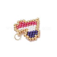 MIYUKI Delica Glass Seed Beaded Heart Pendants&nbsp;PALLOY-MZ00703-02