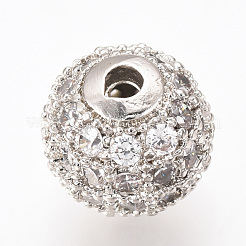 Brass Micro Pave Cubic Zirconia Beads&nbsp;ZIRC-Q013-8mm-142P