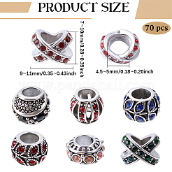 70Pcs 5 Styles Alloy Rhinestone European Beads&nbsp;ALRI-PA0001-01